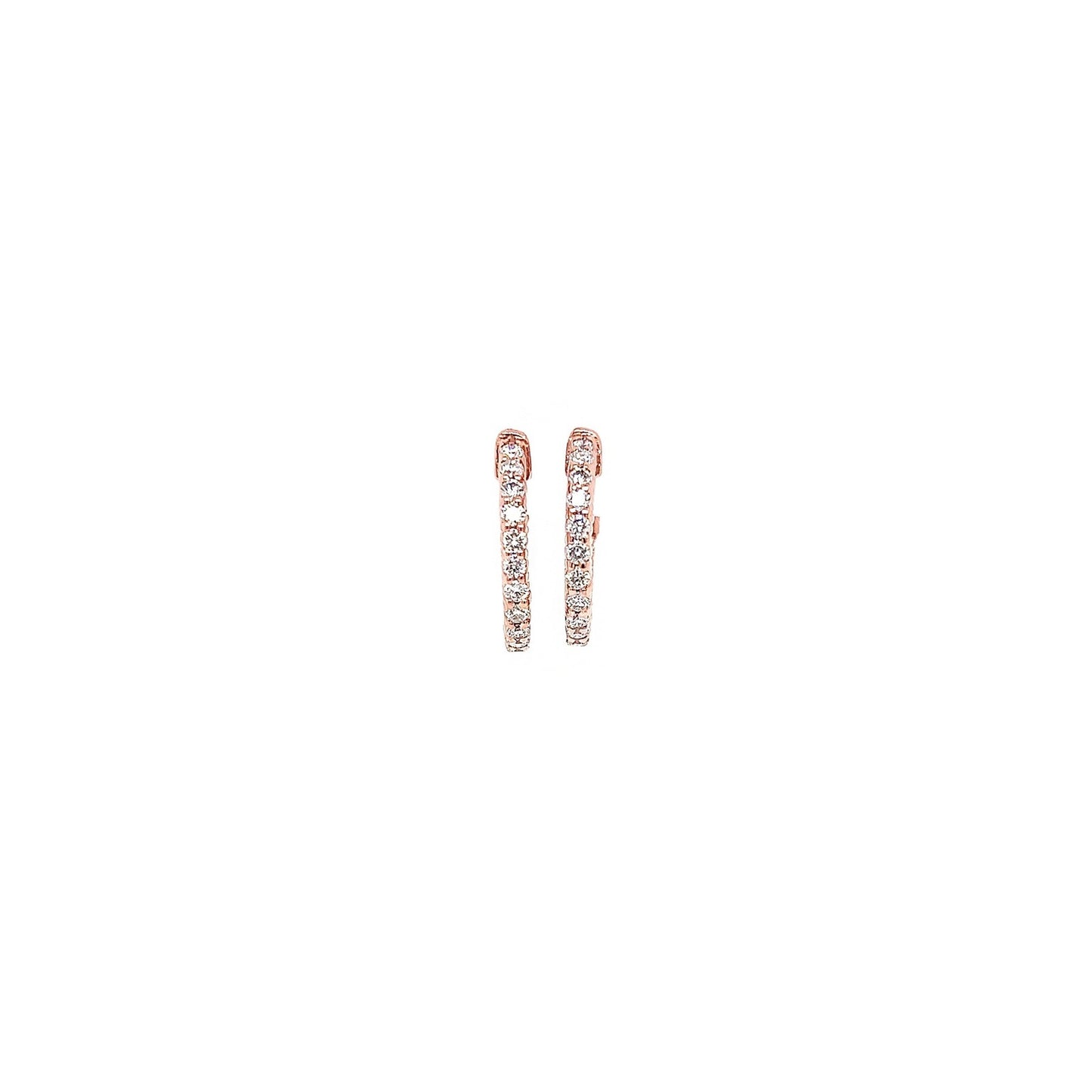 0.95 Carat Ladies Pave-Set Hoop Earrings in Rose Gold