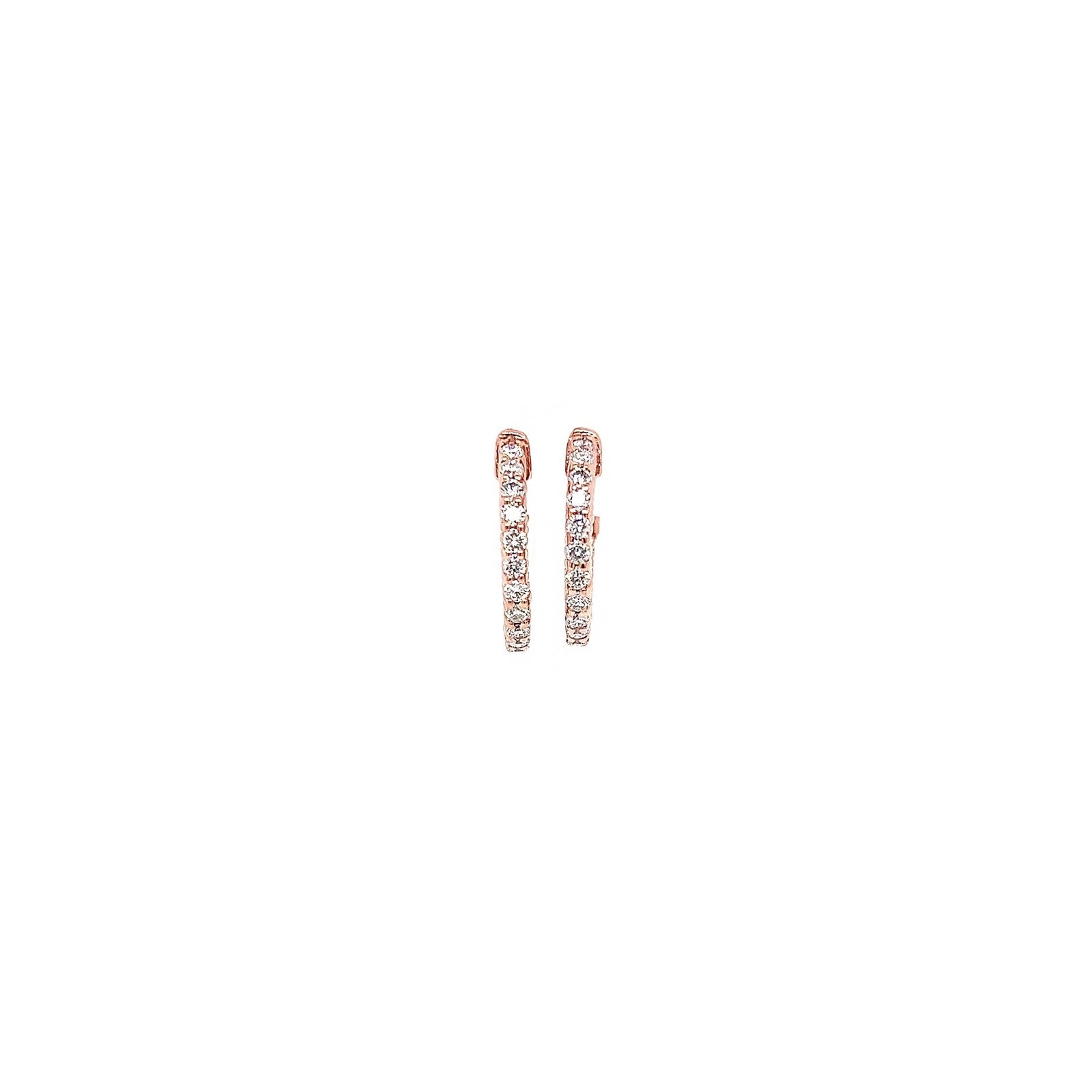 0.95 Carat Ladies Pave-Set Hoop Earrings in Rose Gold