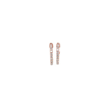 0.95 Carat Ladies Pave-Set Hoop Earrings in Rose Gold
