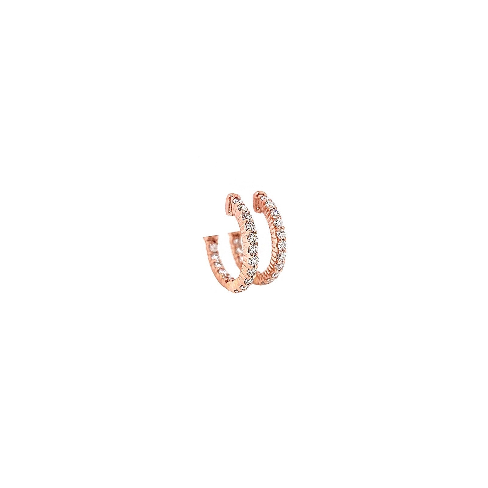 0.95 Carat Ladies Pave-Set Hoop Earrings in Rose Gold