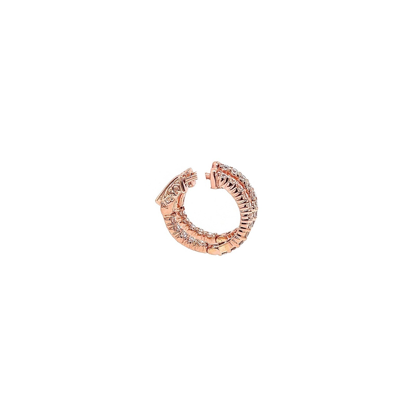 0.95 Carat Ladies Pave-Set Hoop Earrings in Rose Gold