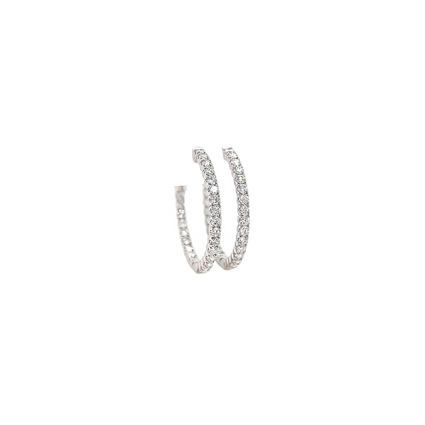 1.30 Carat Ladies Pave-Set Hoop Earrings in White Gold