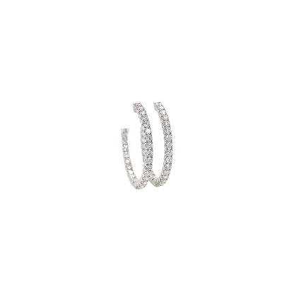1.30 Carat Ladies Pave-Set Hoop Earrings in White Gold