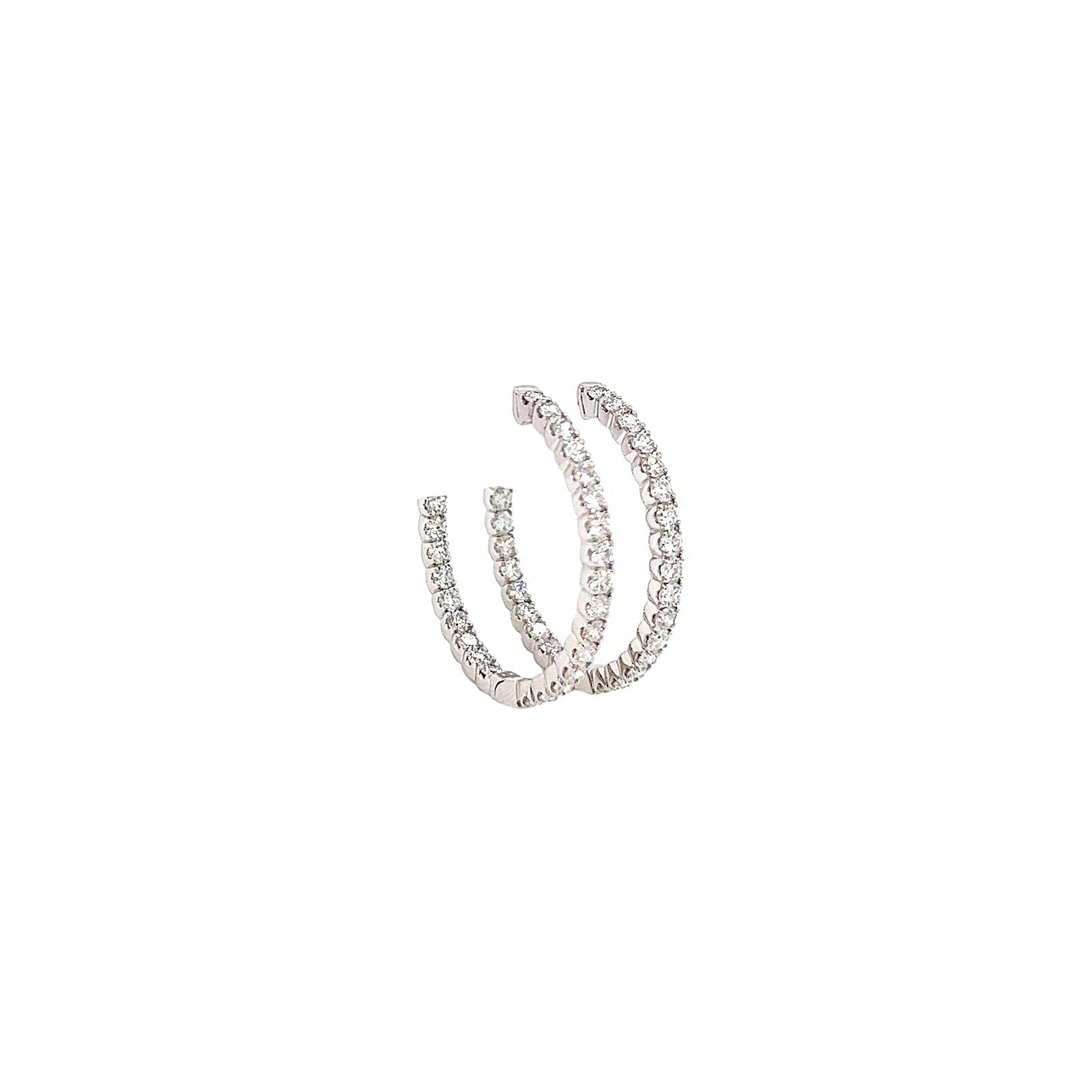 1.30 Carat Ladies Pave-Set Hoop Earrings in White Gold