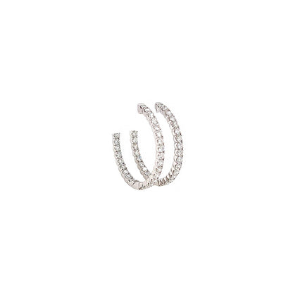 1.30 Carat Ladies Pave-Set Hoop Earrings in White Gold