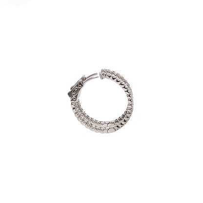 1.30 Carat Ladies Pave-Set Hoop Earrings in White Gold