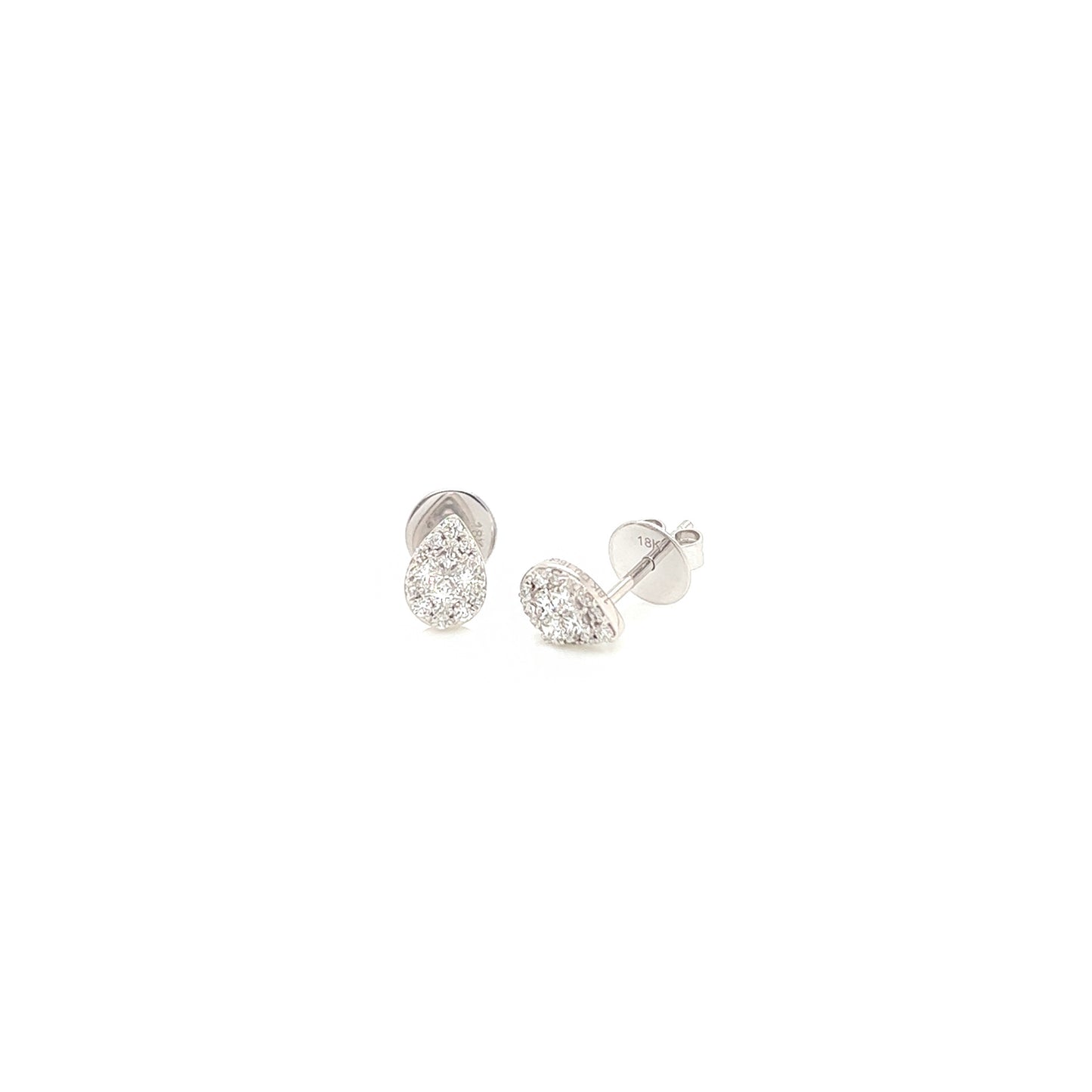 0.32 Carat Pear Shaped Diamond Earrings in 18K White Gold