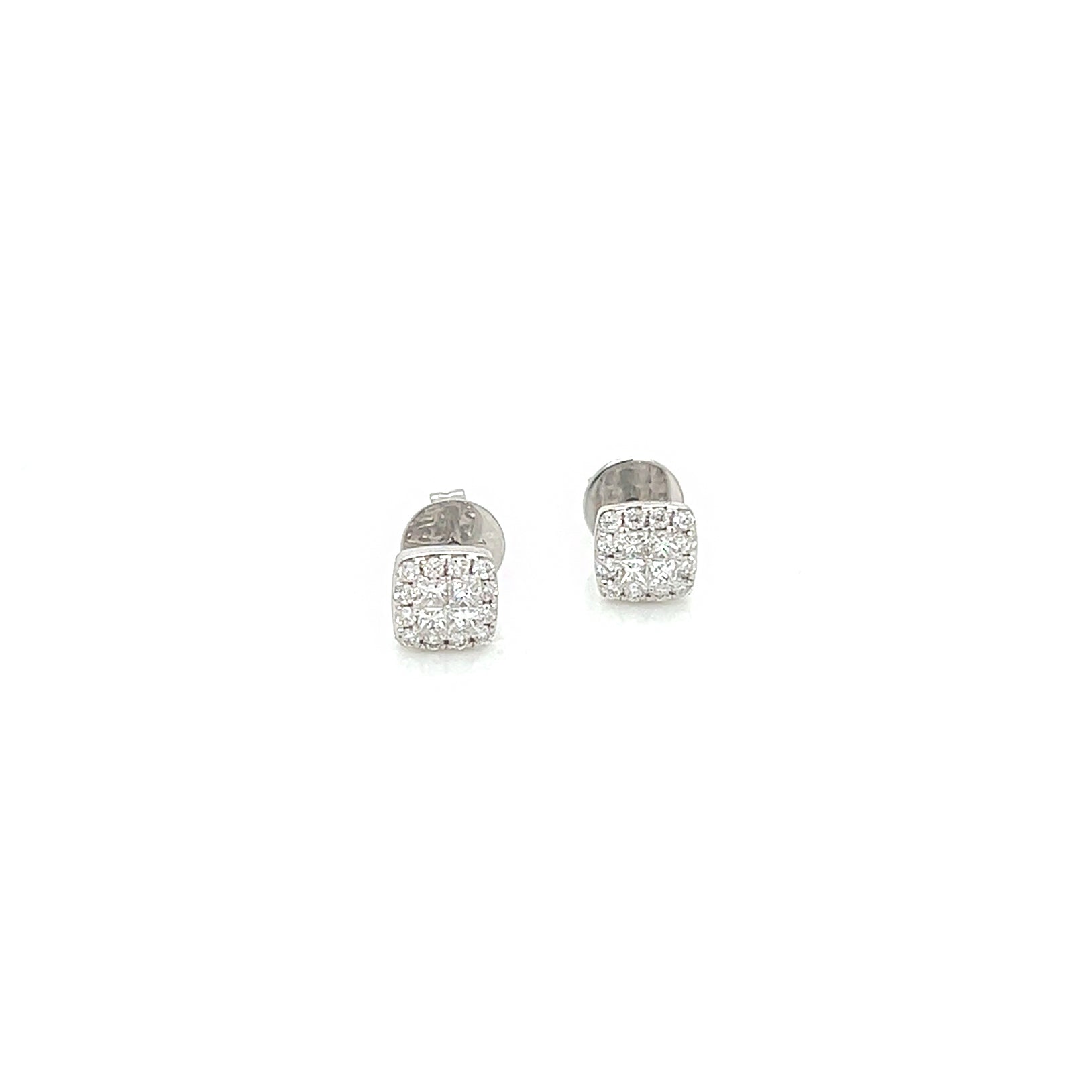 "EARR10054" 0.40 Carat Diamond Cluster Earrings in 18K White Gold