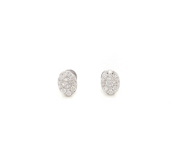 0.62 Carat Oval Cluster Diamond Earrings in White Gold