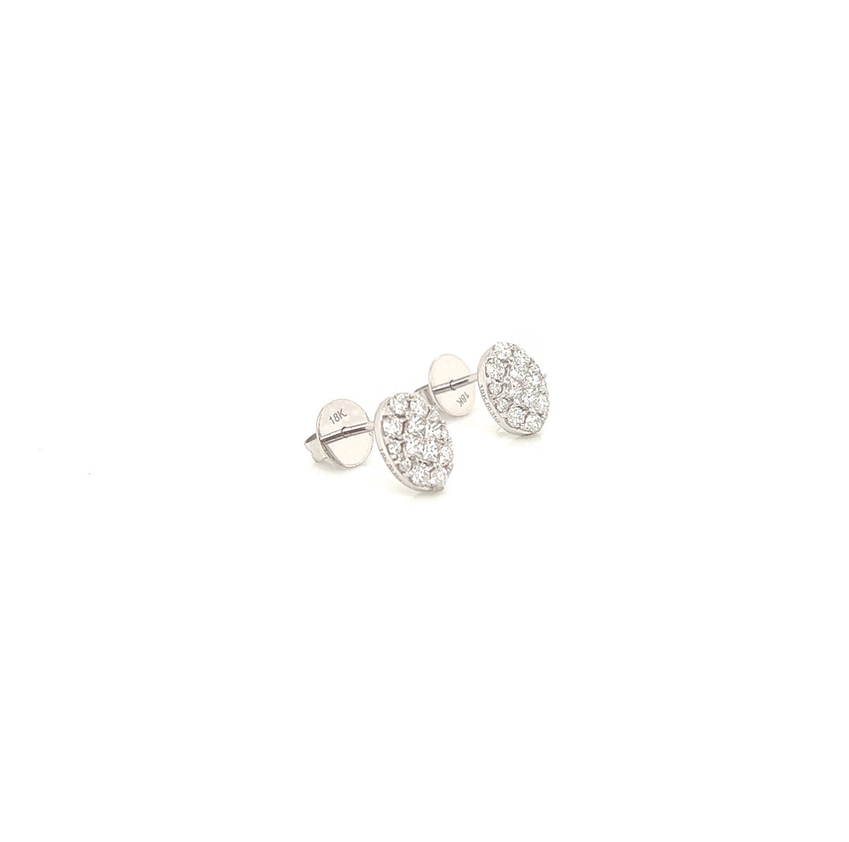0.62 Carat Oval Cluster Diamond Earrings in White Gold