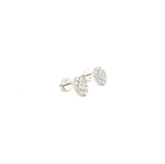 0.62 Carat Oval Cluster Diamond Earrings in White Gold