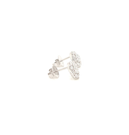 0.62 Carat Oval Cluster Diamond Earrings in White Gold
