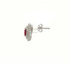 1.58 Total Carat Oval Ruby and Diamond Pushback Earrings in 18K White Gold