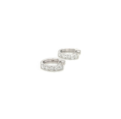 0.42 Carat Diamond Pave-Set Hoop Earrings in 14K White Gold