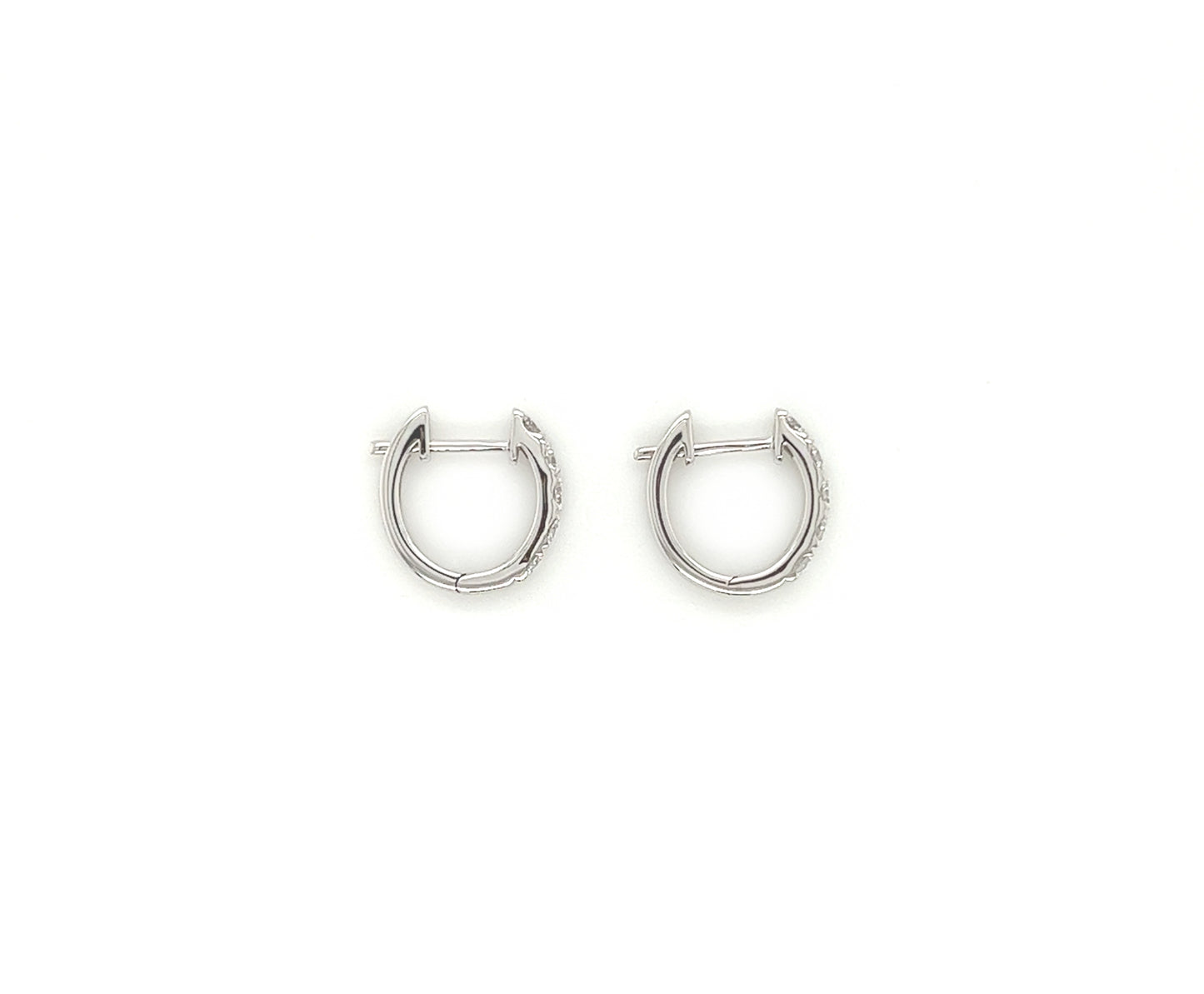 0.42 Carat Diamond Pave-Set Hoop Earrings in 14K White Gold