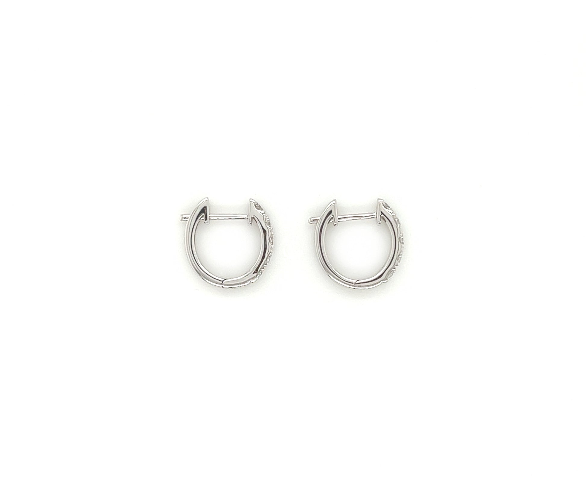 0.42 Carat Diamond Pave-Set Hoop Earrings in 14K White Gold