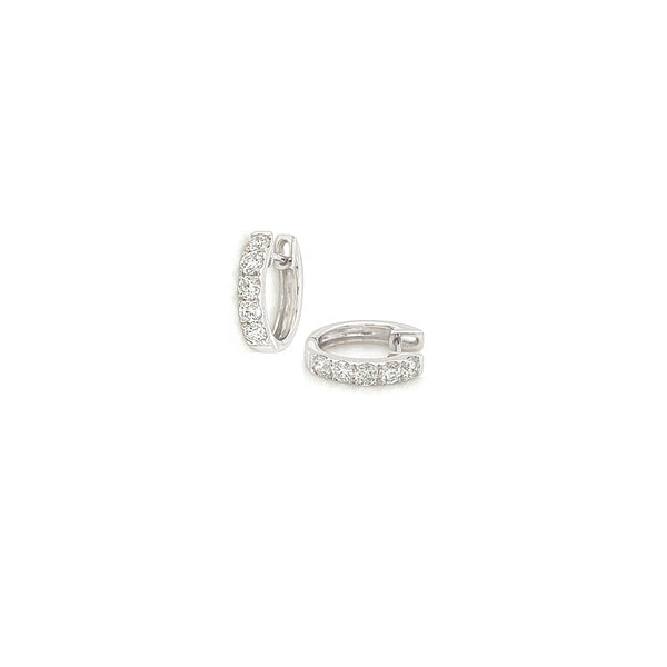 0.42 Carat Diamond Pave-Set Hoop Earrings in 14K White Gold
