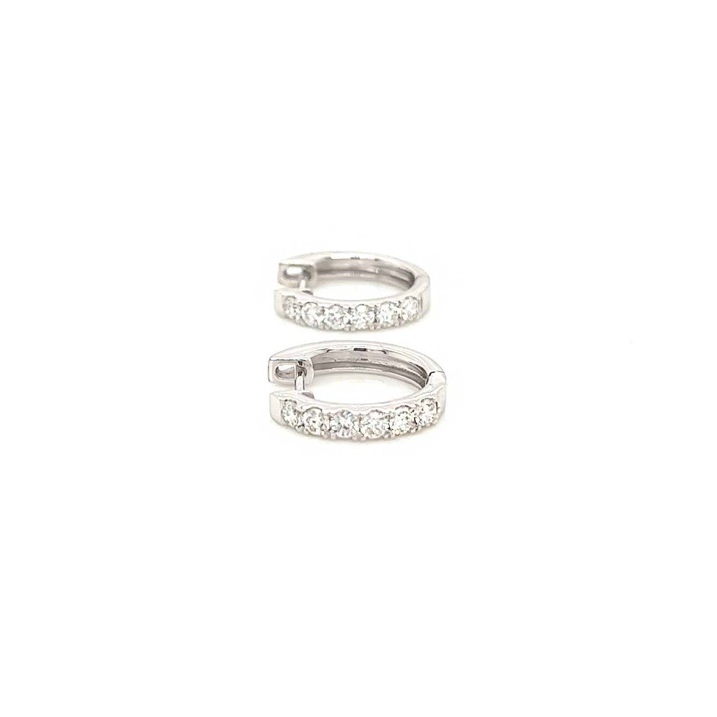 0.50 Carat Diamond Pave-Set Hoop Earrings in 14K White Gold