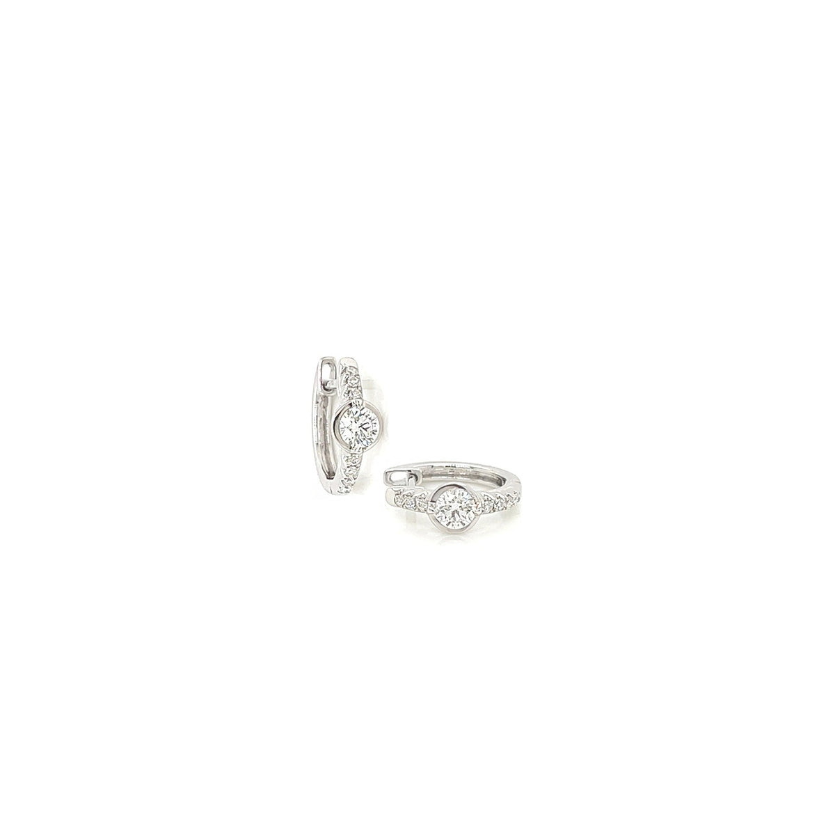0.36 Carat Diamond Hoop Earrings in 18K White Gold