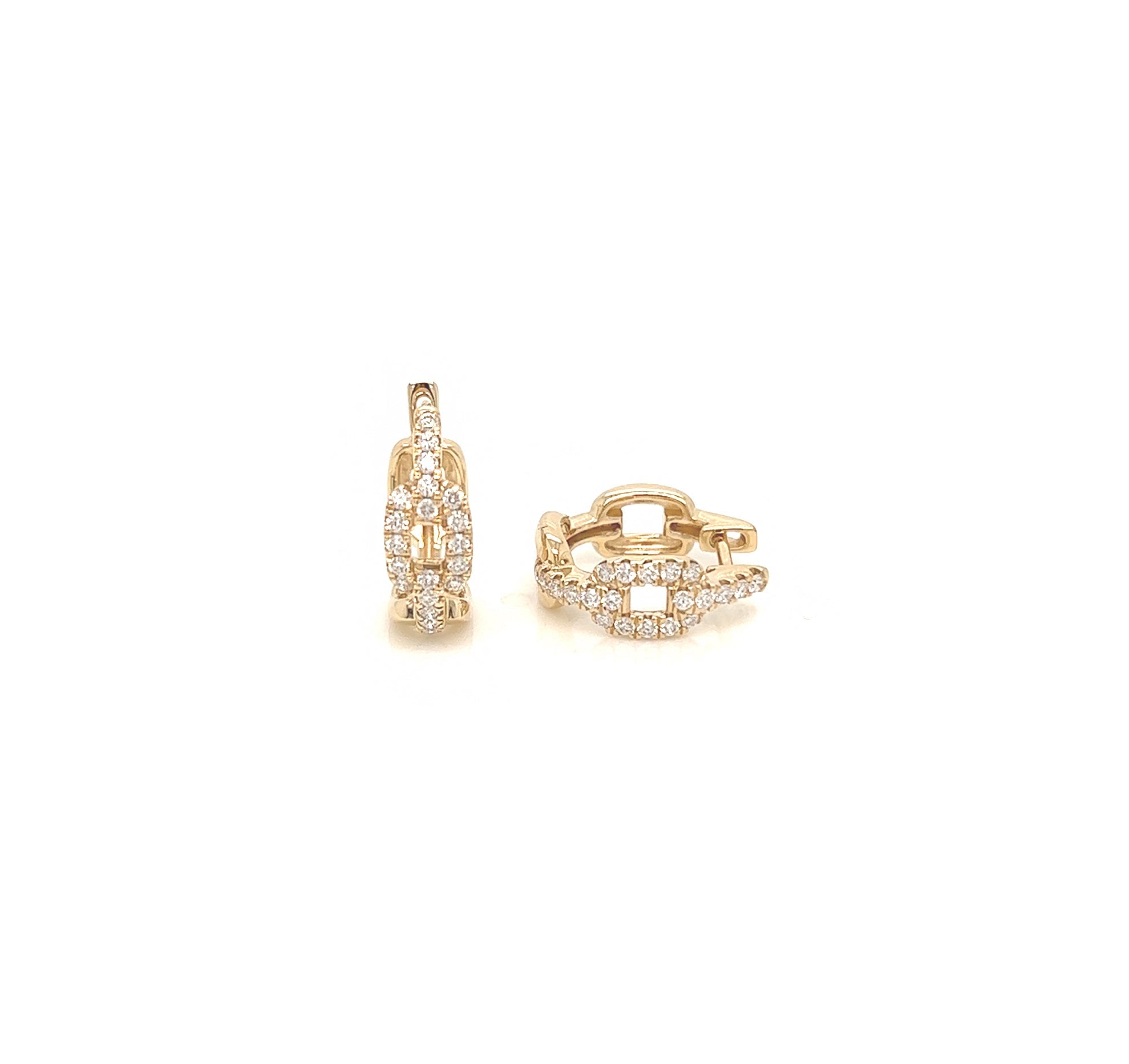 0.30 Carat Diamond Pave-Set Hoop Earrings in 14K Yellow Gold