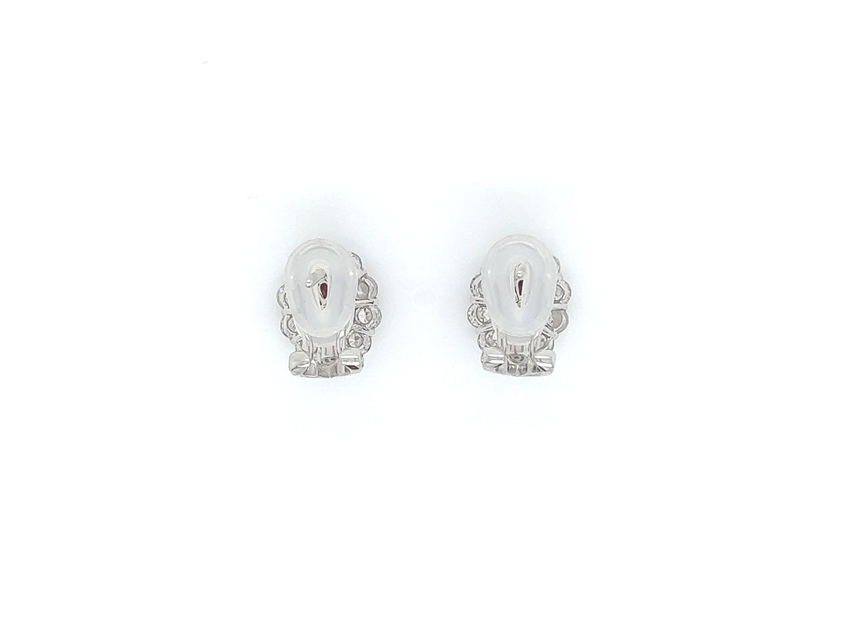 3.45 Total Carat Sapphire and Diamond Earrings in 18K White Gold