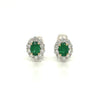 2.67 Total Carat Emerald and Diamond Halo Clip on Earrings in 18K White Gold
