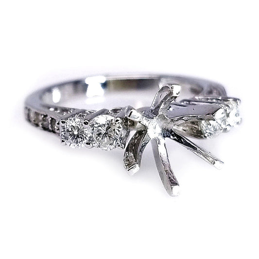 "ENGR01156" Six Prong Vintage Inspired Round Diamond Setting