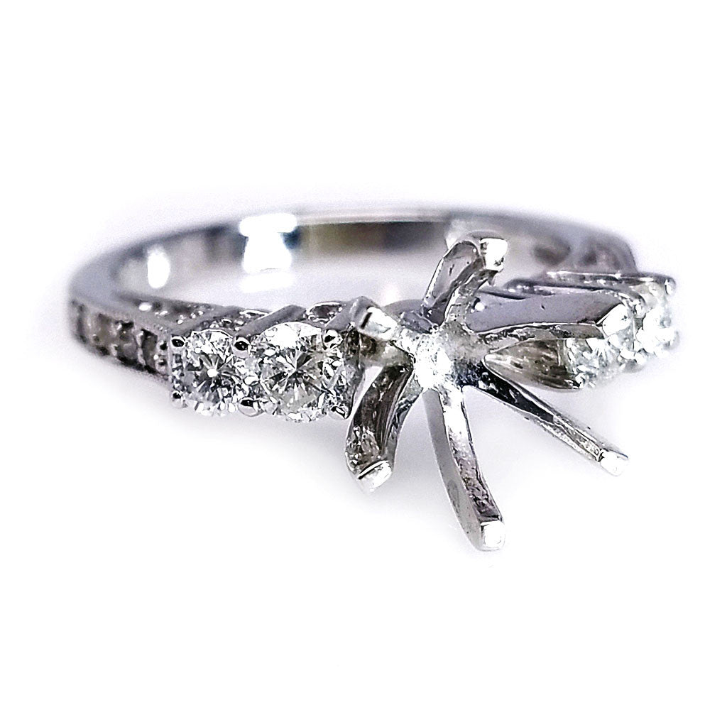 "ENGR01156" Six Prong Vintage Inspired Round Diamond Setting