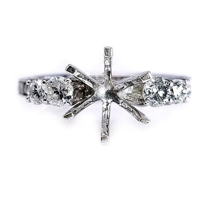 "ENGR01156" Six Prong Vintage Inspired Round Diamond Setting