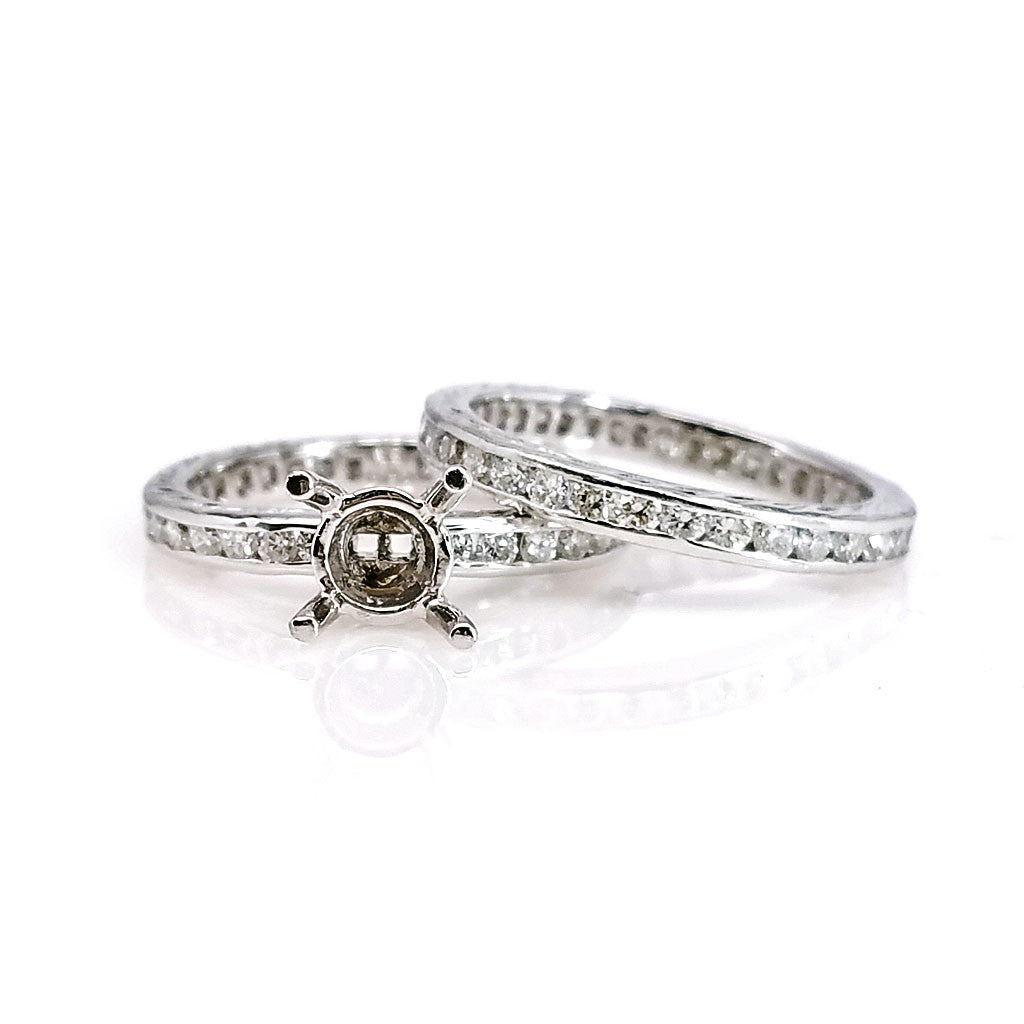 "ENGR01199" Two Piece Diamond Engagement Ring Set
