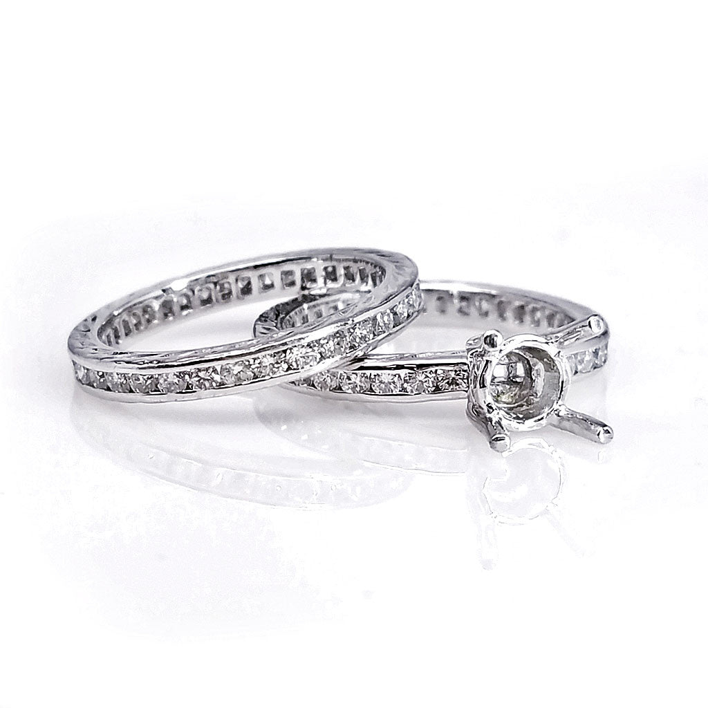 "ENGR01199" Two Piece Diamond Engagement Ring Set