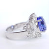 6.18 Total Carat Tanzanite and Diamond Ladies Engagement Ring in 14K White Gold