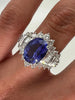 6.18 Total Carat Tanzanite and Diamond Ladies Engagement Ring in 14K White Gold
