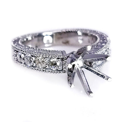 "ENGR01237" Six Prong Round Center Diamond Engagement Ring Setting