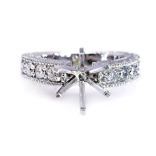 "ENGR01237" Six Prong Round Center Diamond Engagement Ring Setting