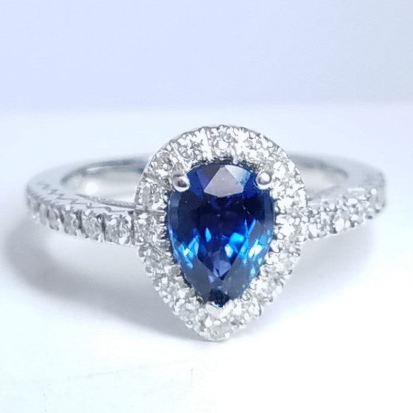 2.09 Total Carat Sapphire Diamond Engagement Ring