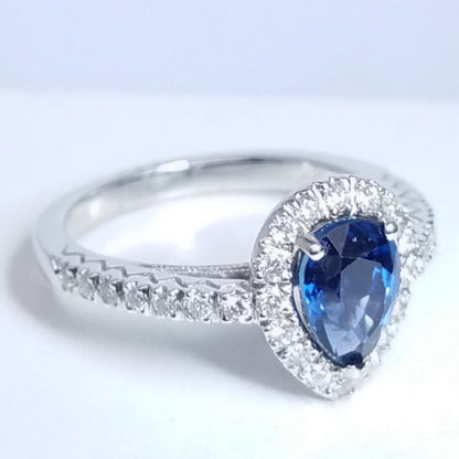 2.09 Total Carat Sapphire Diamond Engagement Ring