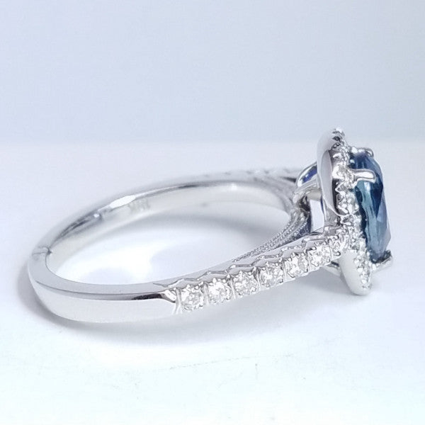 2.09 Total Carat Sapphire Diamond Engagement Ring