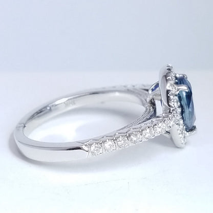 2.09 Total Carat Sapphire Diamond Engagement Ring