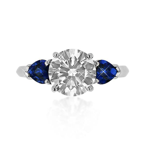 "ENGR01368" Three Stone Diamond & Sapphire Diamond Engagement Ring