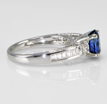 "ENGR01399" Ladies Diamond And Sapphire Ringin 18K White Gold