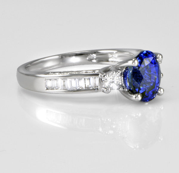 "ENGR01399" Ladies Diamond And Sapphire Ringin 18K White Gold