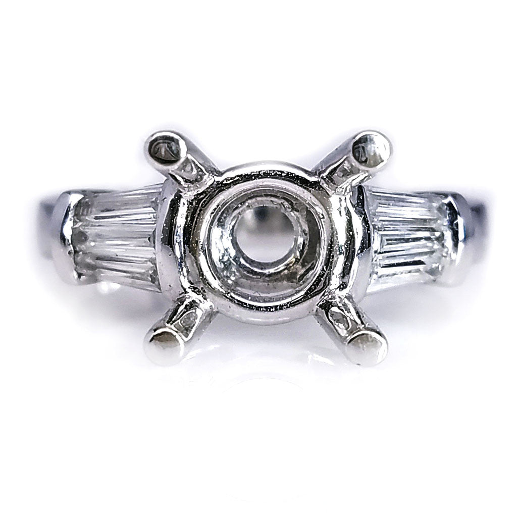 "ENGR01448" Baguette Cut Solitaire Diamond Engagement Ring Setting