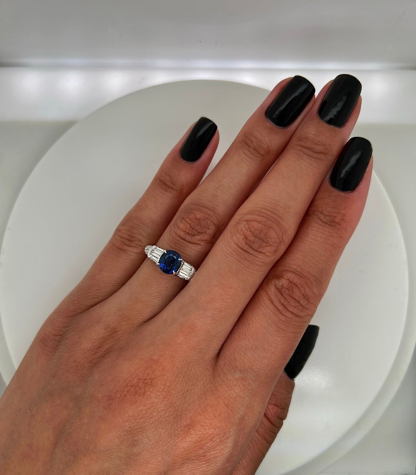 2.31 Total Carat Sapphire Diamond Engagement Ring