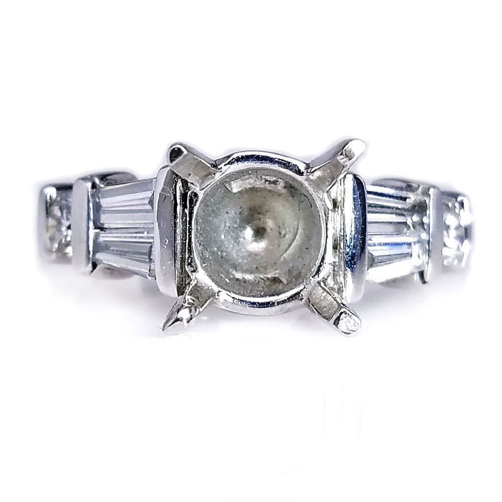 "ENGR01533" Platinum Baguette Cut Diamond Engagement Ring Setting