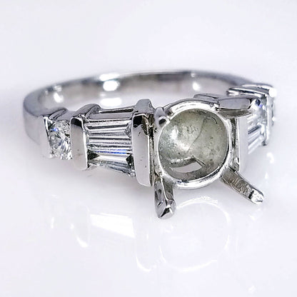 "ENGR01533" Platinum Baguette Cut Diamond Engagement Ring Setting