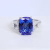 5.12 Total Carat Three Stone Blue Tanzanite-Diamond Ring