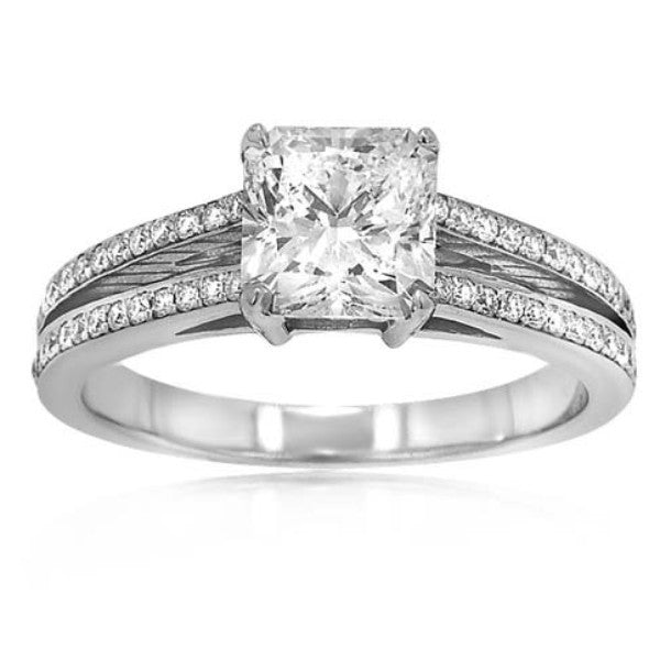 "ENGR01543" Radiant Split Shank Diamond Engagement Ring