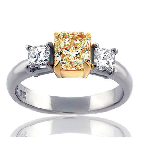 "ENGR01572" Trilogy Fancy Yellow Diamond Engagement Ring