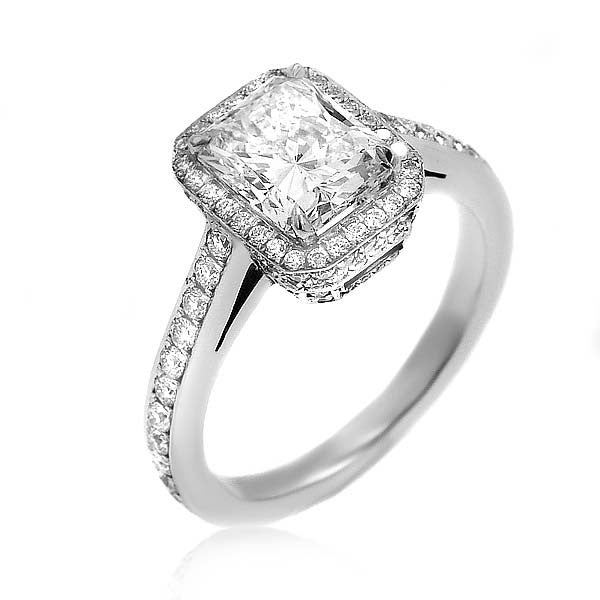 "ENGR01587" Radiant Halo Set Diamond Ring